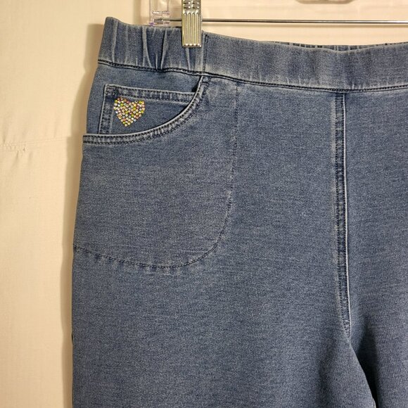 Dream Jeannes by Quacker Factory Woman's Pull On Capris Size Large Light Blue - Picture 2 of 14